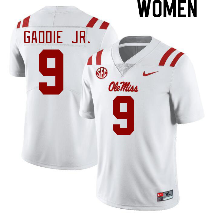 Women #9 DeShawn Gaddie Jr. Ole Miss Rebels College Football Jerseyes Stitched Sale-White - Click Image to Close